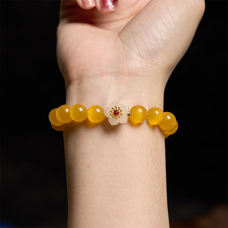 Pulsera de amor con flor de crisoberilo y ojo de gato de Buddha Stones