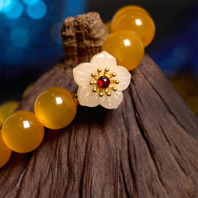 Pulsera de amor con flor de crisoberilo y ojo de gato de Buddha Stones
