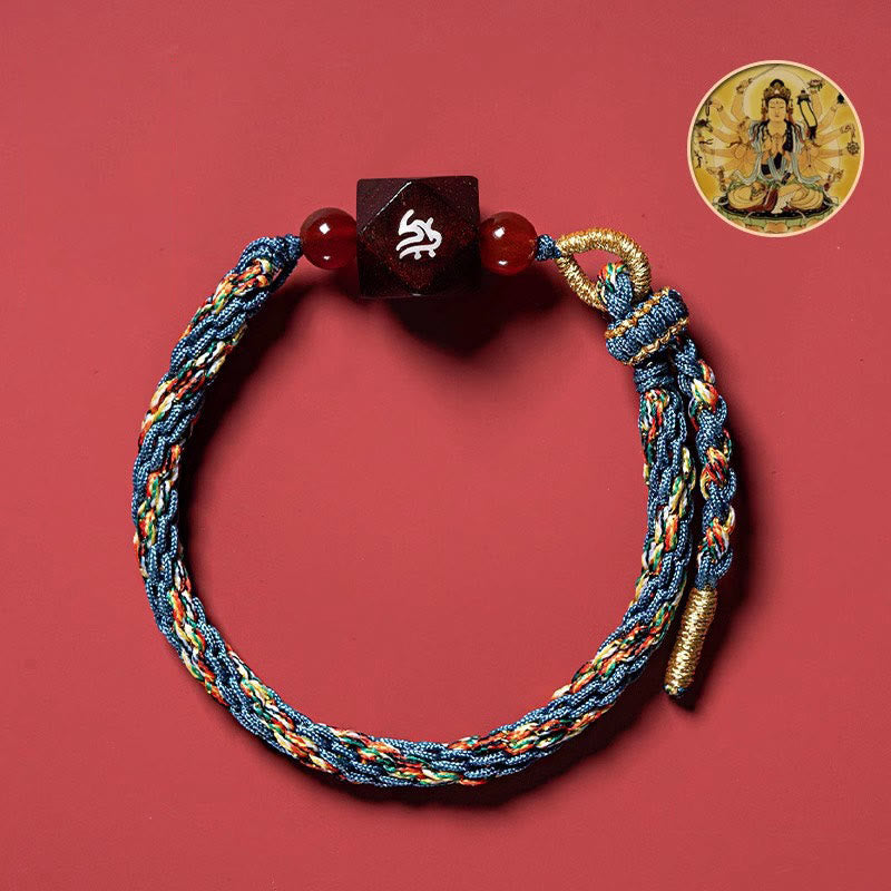 Pulsera de protección de hilo rojo de sándalo rojo con hojas pequeñas de Buda natal del zodíaco chino y piedras de Buda
