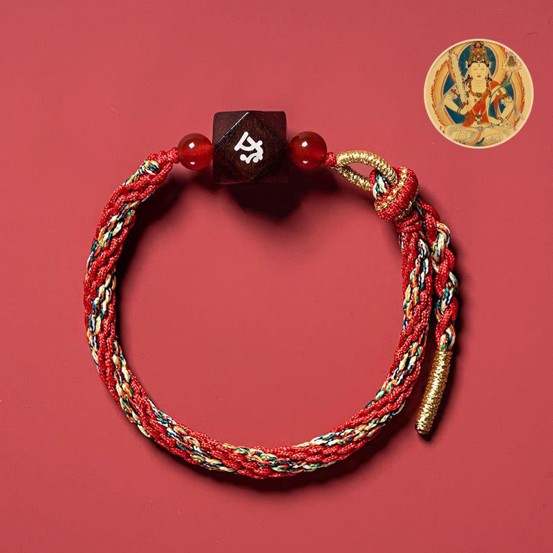 Pulsera de protección de hilo rojo de sándalo rojo con hojas pequeñas de Buda natal del zodíaco chino y piedras de Buda