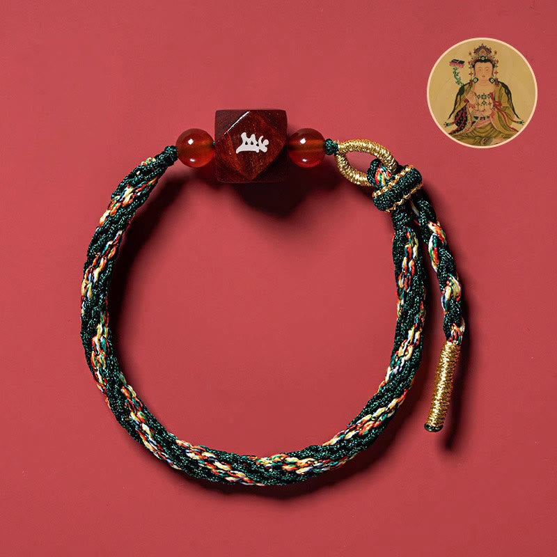 Pulsera de protección de hilo rojo de sándalo rojo con hojas pequeñas de Buda natal del zodíaco chino y piedras de Buda