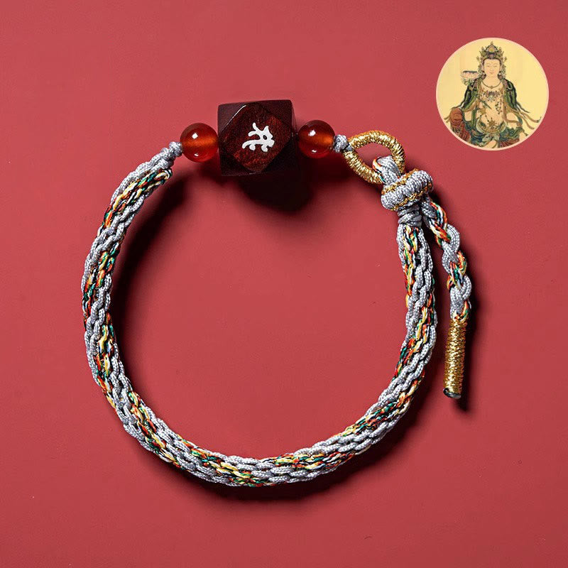 Pulsera de protección de hilo rojo de sándalo rojo con hojas pequeñas de Buda natal del zodíaco chino y piedras de Buda