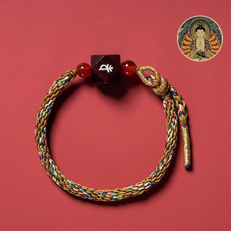 Pulsera de protección de hilo rojo de sándalo rojo con hojas pequeñas de Buda natal del zodíaco chino y piedras de Buda