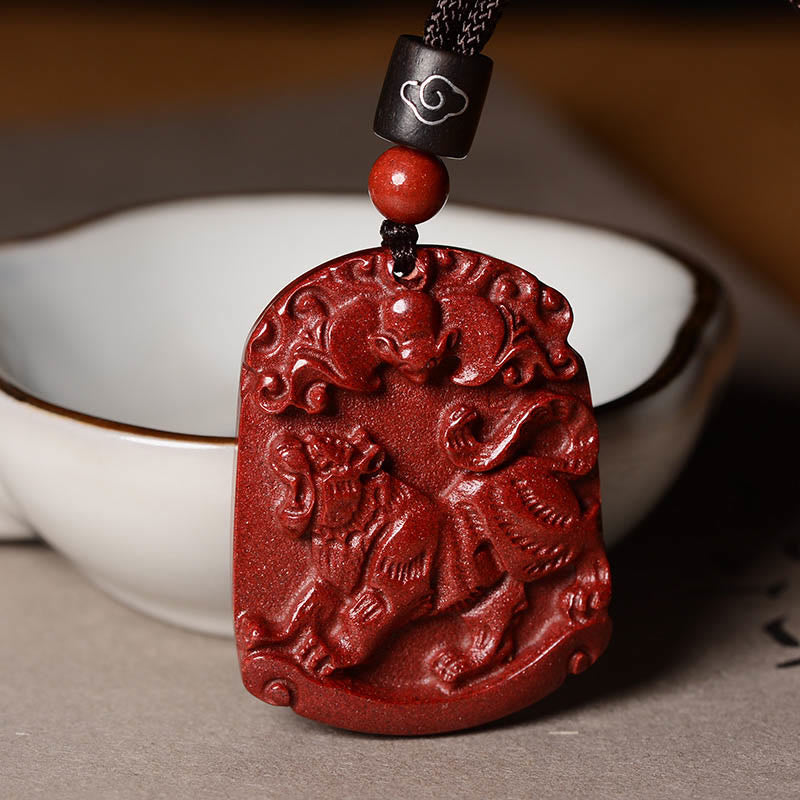 Colgante de collar con piedras de Buda y cinabrio del zodiaco chino para calma y concentración