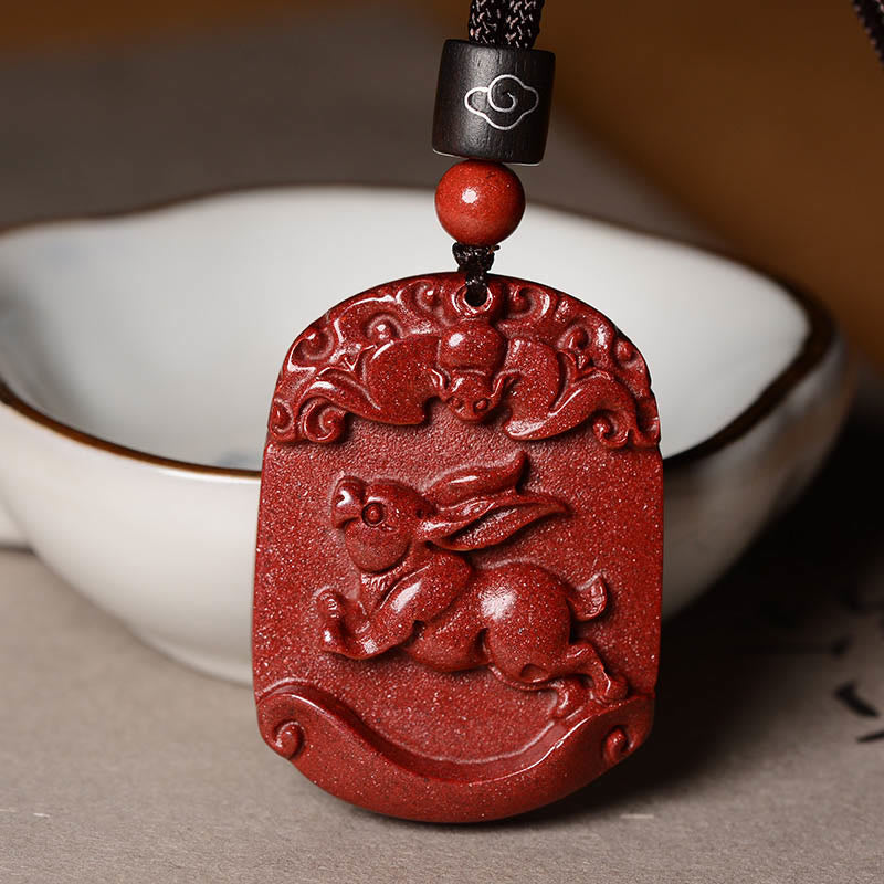 Colgante de collar con piedras de Buda y cinabrio del zodiaco chino para calma y concentración
