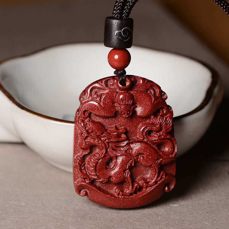 Colgante de collar con piedras de Buda y cinabrio del zodiaco chino para calma y concentración