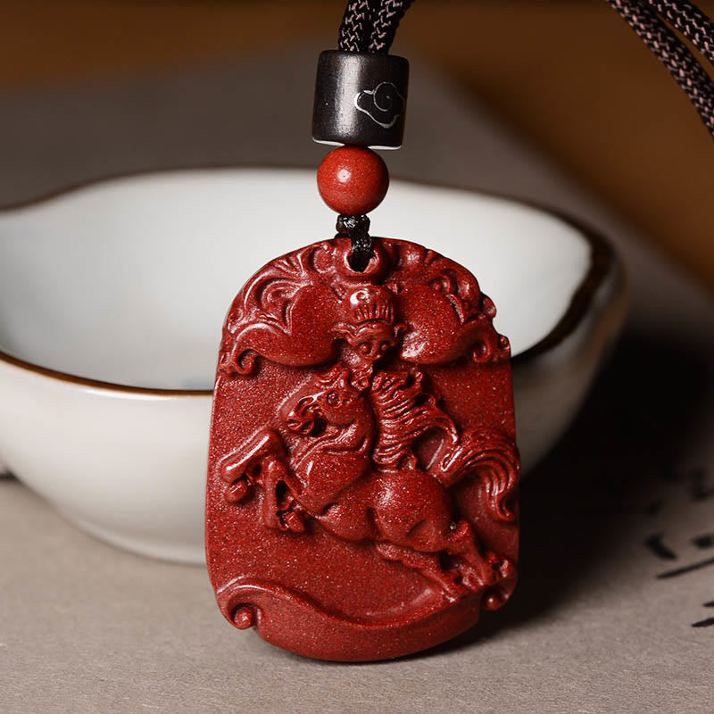 Colgante de collar con piedras de Buda y cinabrio del zodiaco chino para calma y concentración