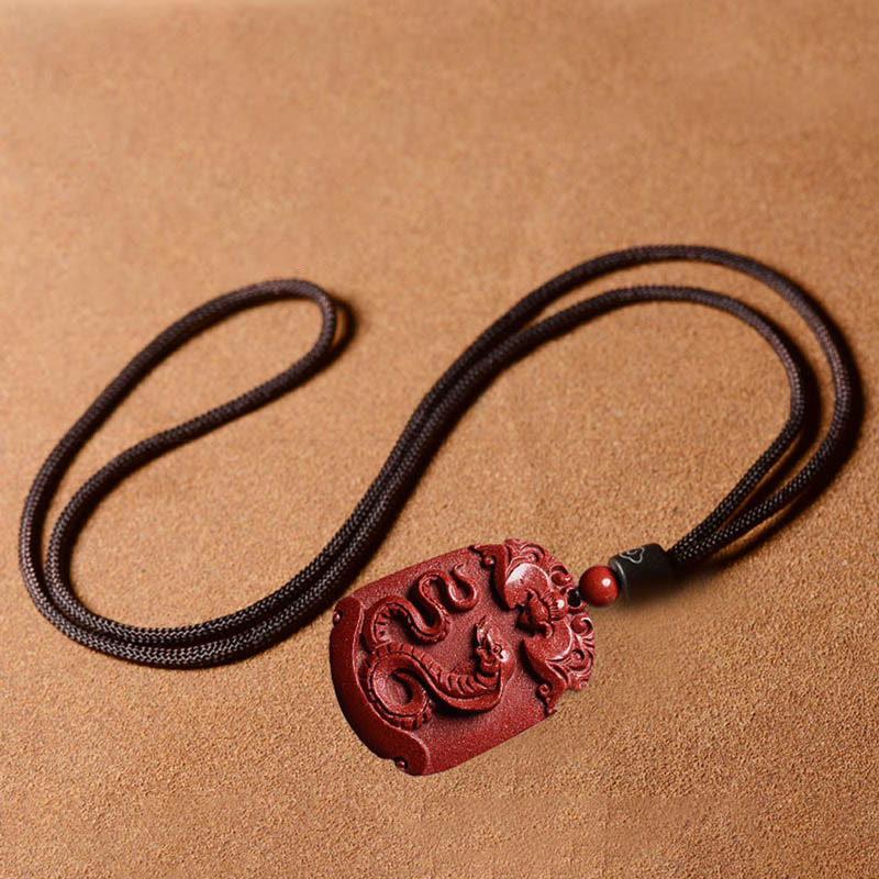 Colgante de collar con piedras de Buda y cinabrio del zodiaco chino para calma y concentración