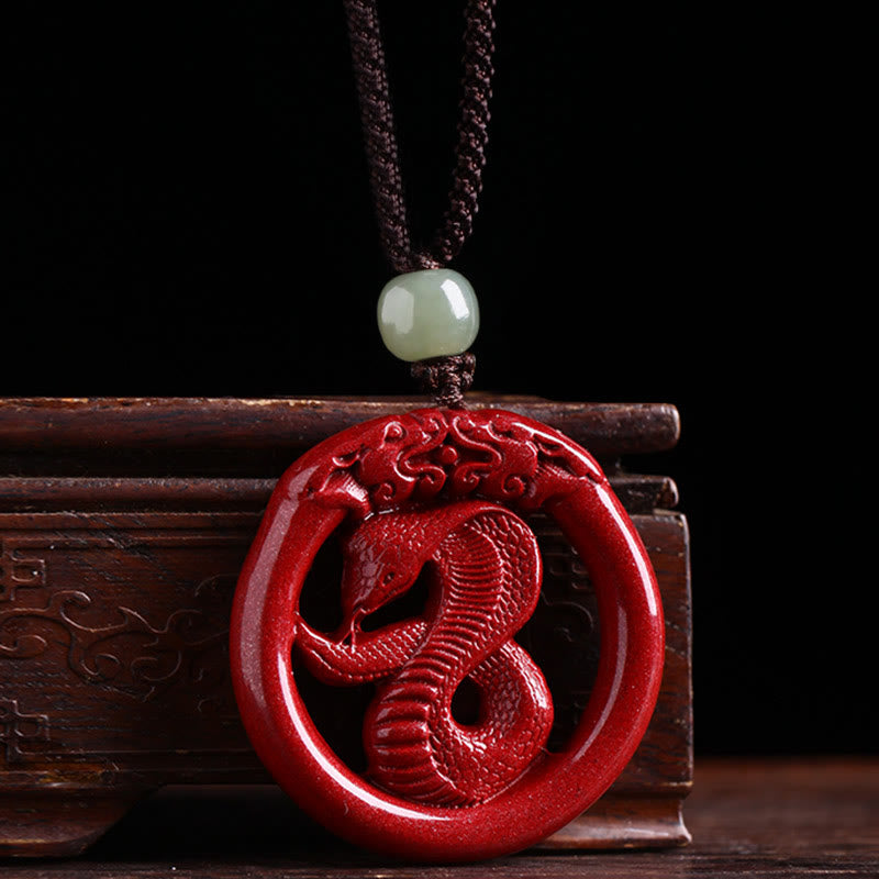 Collar con colgante de piedra de Buda, cinabrio, jade hetiano, paz y calma