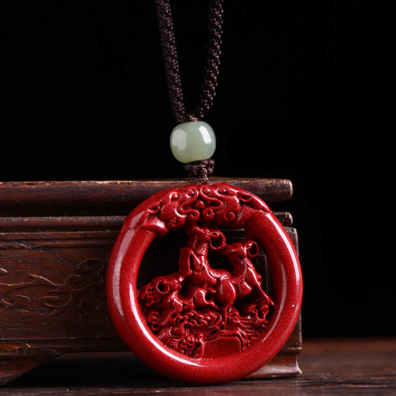 Collar con colgante de piedra de Buda, cinabrio, jade hetiano, paz y calma