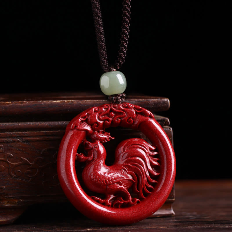 Collar con colgante de piedra de Buda, cinabrio, jade hetiano, paz y calma