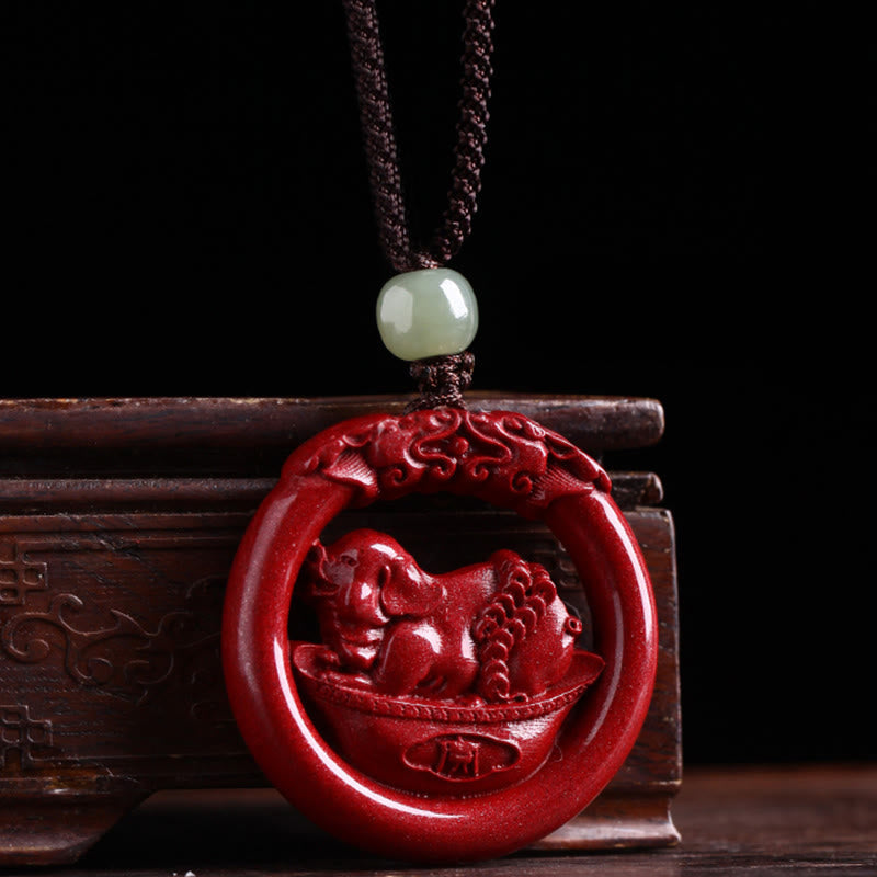 Collar con colgante de piedra de Buda, cinabrio, jade hetiano, paz y calma
