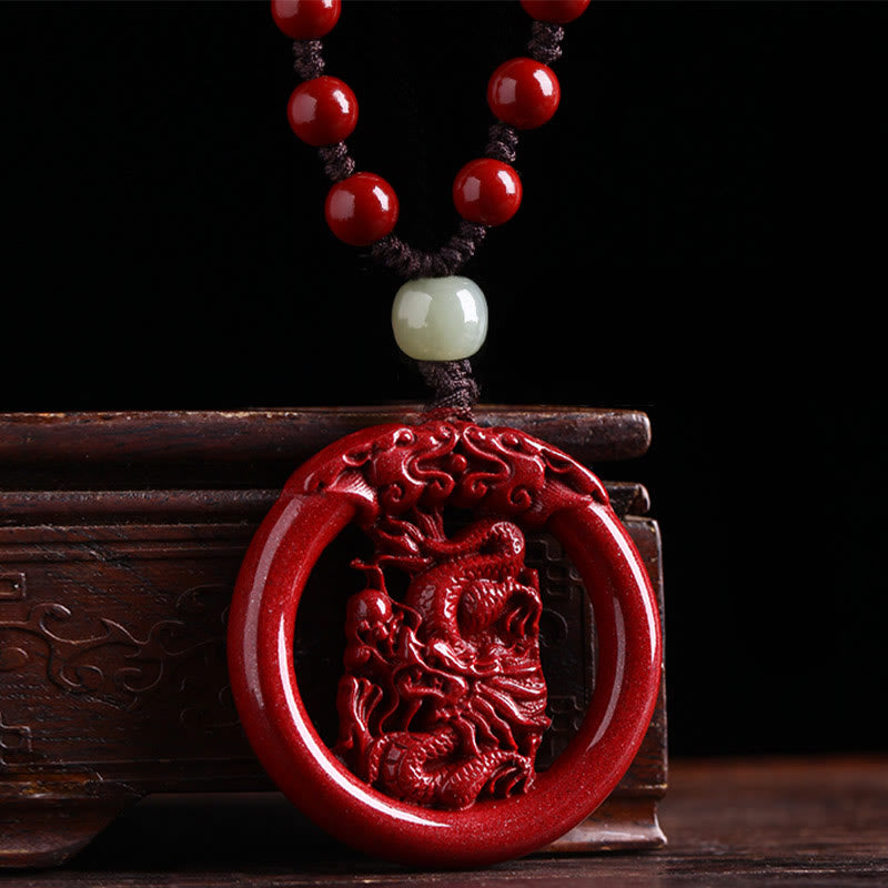 Collar con colgante de piedra de Buda, cinabrio, jade hetiano, paz y calma