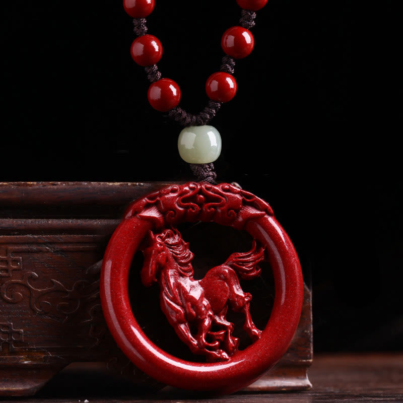 Collar con colgante de piedra de Buda, cinabrio, jade hetiano, paz y calma
