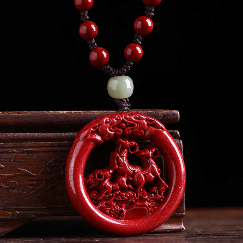 Collar con colgante de piedra de Buda, cinabrio, jade hetiano, paz y calma