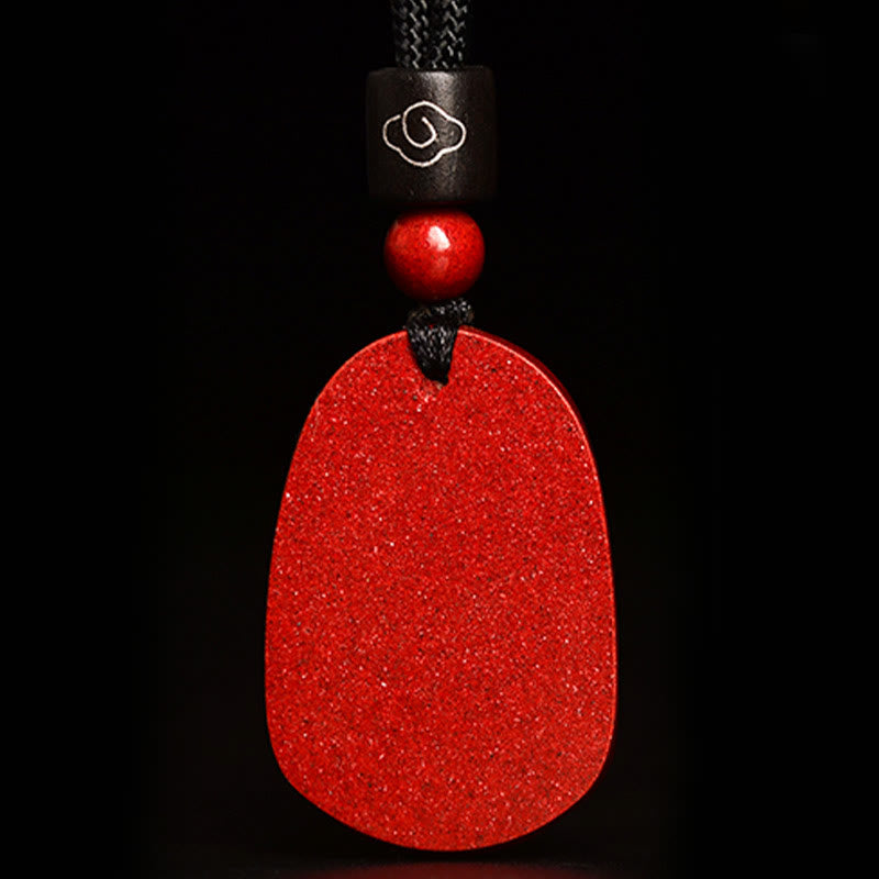 Collar con colgante de cinabrio con piedras de Buda y zodíaco chino, cuerda negra y calma