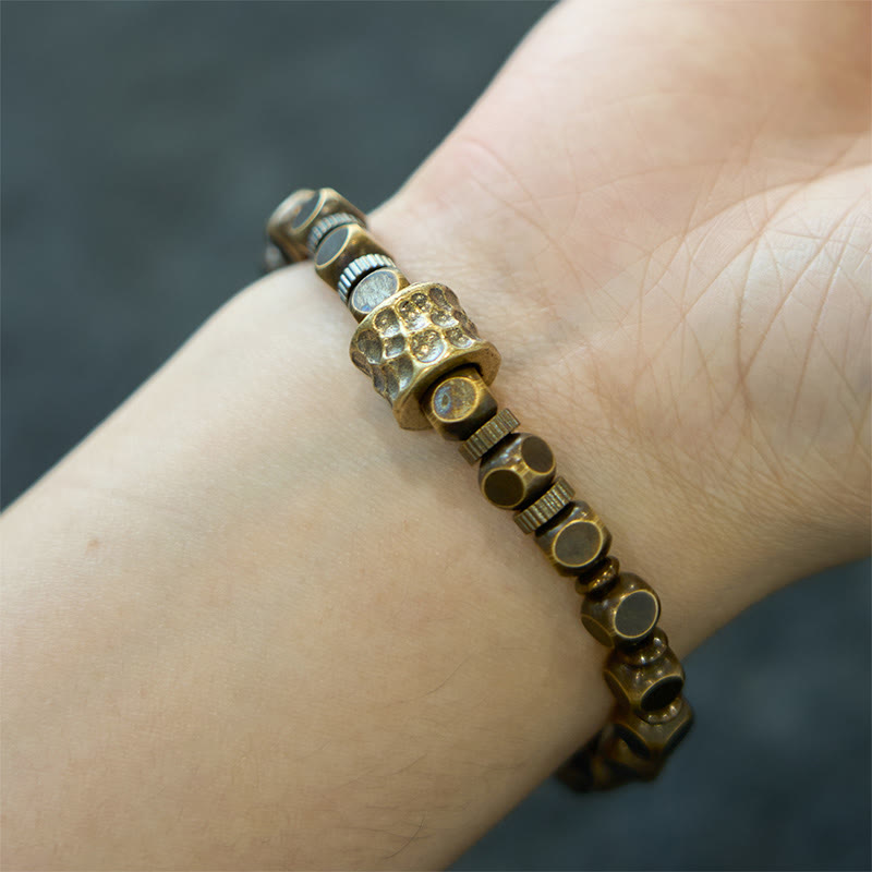 Pulsera de equilibrio con diseño de meteorito de cobre y piedras de Buda