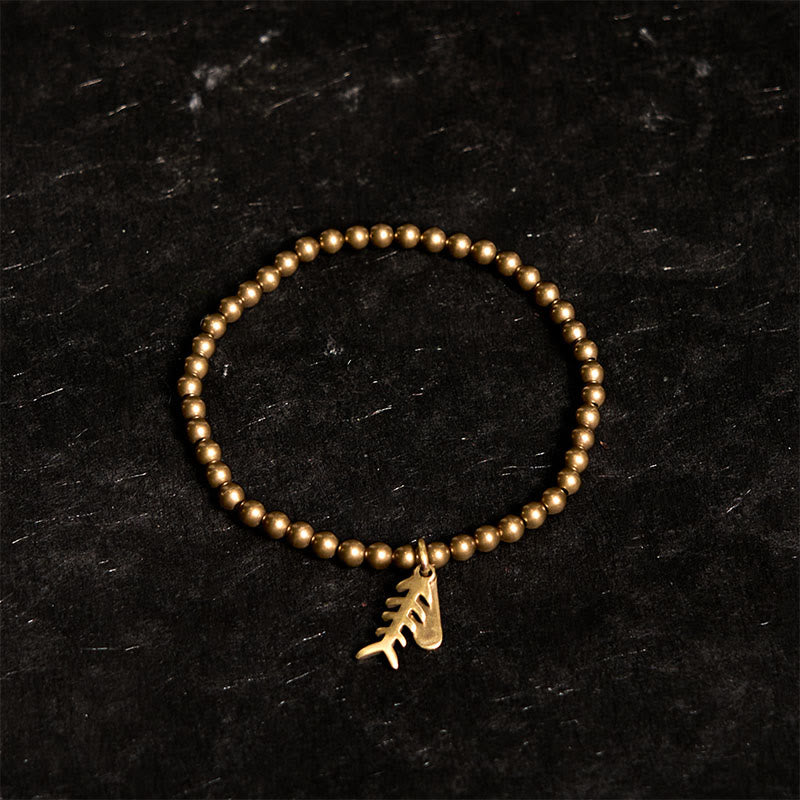Pulsera curativa de espina de pescado de cobre con piedras de Buda