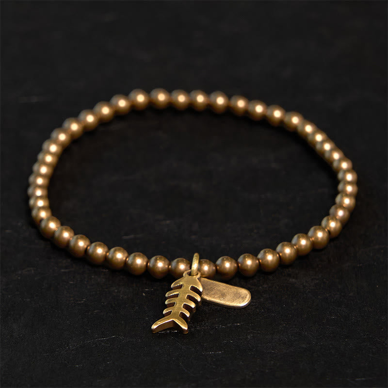 Pulsera curativa de espina de pescado de cobre con piedras de Buda