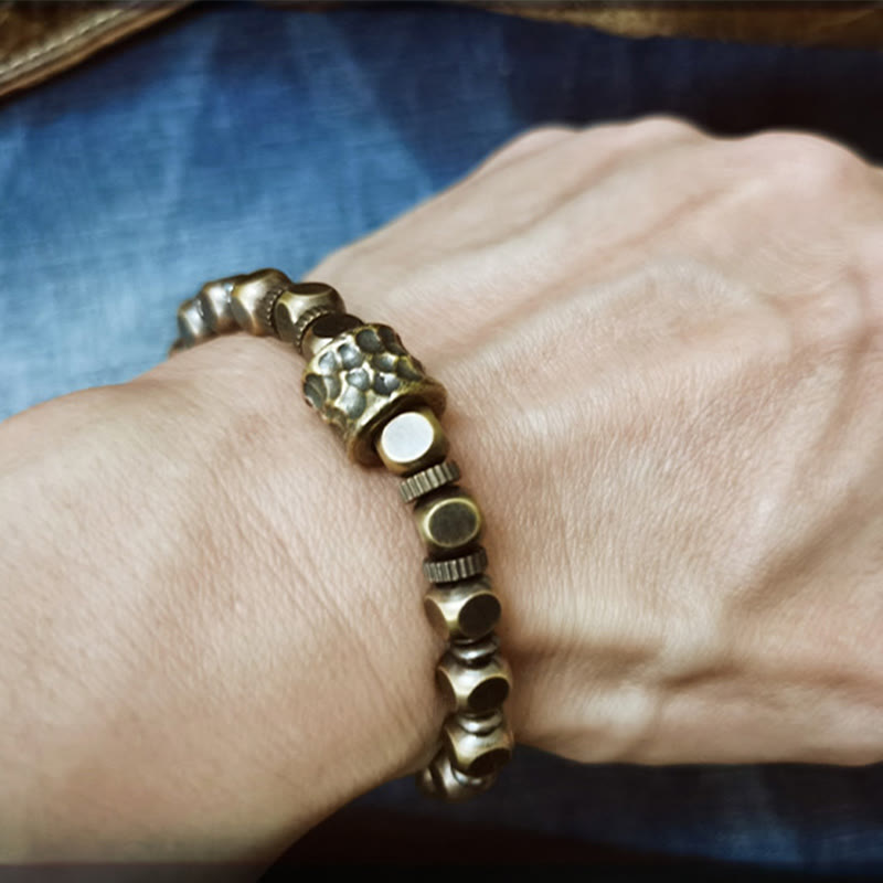 Pulsera de equilibrio con diseño de meteorito de cobre y piedras de Buda