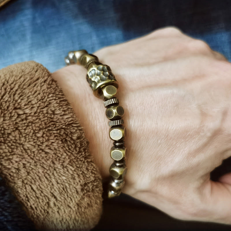 Pulsera de equilibrio con diseño de meteorito de cobre y piedras de Buda
