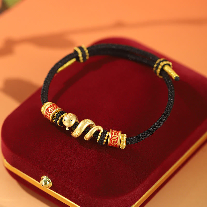 Pulsera y collar con colgante de Buda en plata de ley 925 con el Año de la Serpiente, la Serpiente Dorada, la Suerte y la Próspera.