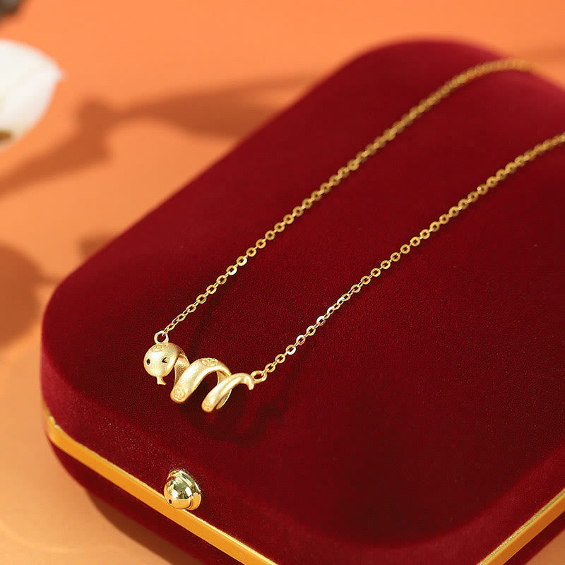 Pulsera y collar con colgante de Buda en plata de ley 925 con el Año de la Serpiente, la Serpiente Dorada, la Suerte y la Próspera.