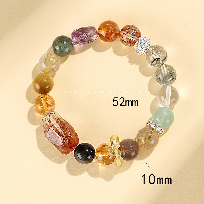 Pulsera de positividad Buddha Stones Super Seven con topacio cristal, obsidiana y ojo de tigre