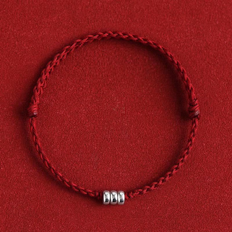 Pulsera trenzada con cuentas de Buda en plata de ley 925 para proteger la suerte