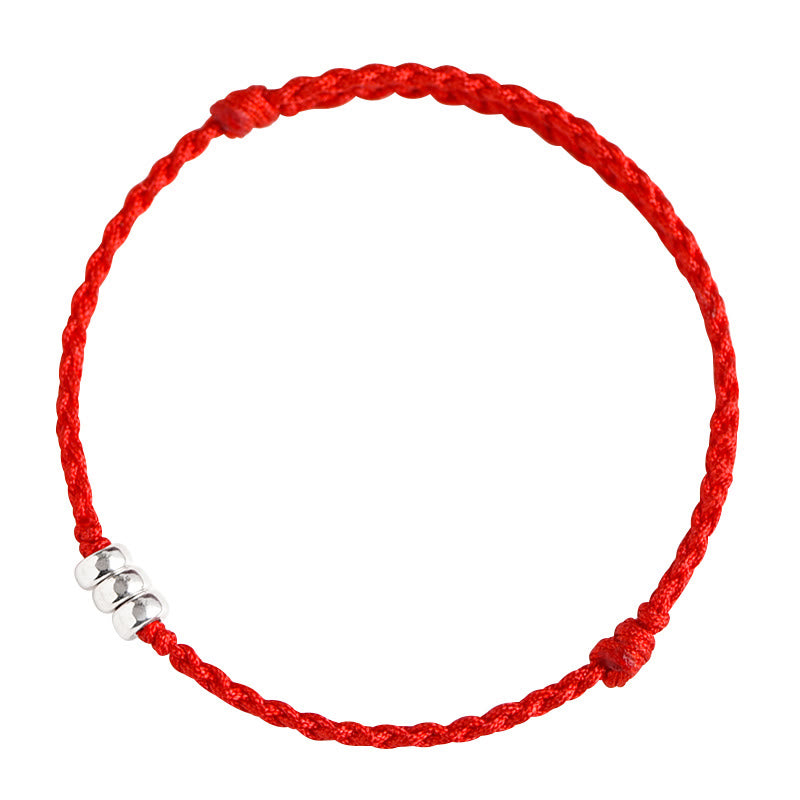 Pulsera trenzada con cuentas de Buda en plata de ley 925 para proteger la suerte