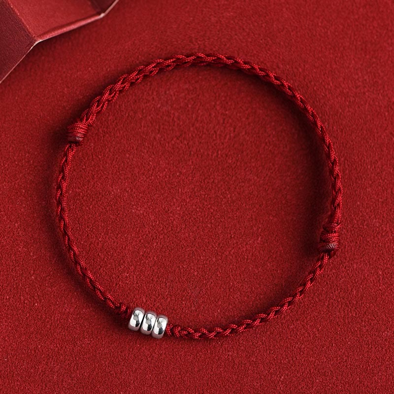 Pulsera trenzada con cuentas de Buda en plata de ley 925 para proteger la suerte