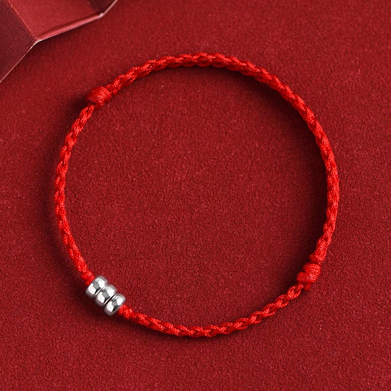 Pulsera trenzada con cuentas de Buda en plata de ley 925 para proteger la suerte