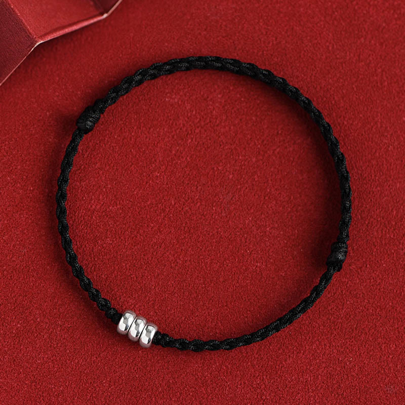 Pulsera trenzada con cuentas de Buda en plata de ley 925 para proteger la suerte