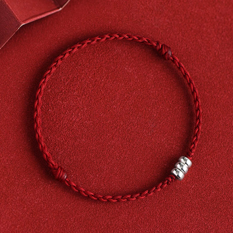 Pulsera trenzada con cuentas de Buda en plata de ley 925 para proteger la suerte