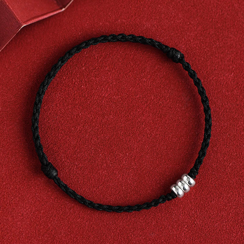Pulsera trenzada con cuentas de Buda en plata de ley 925 para proteger la suerte