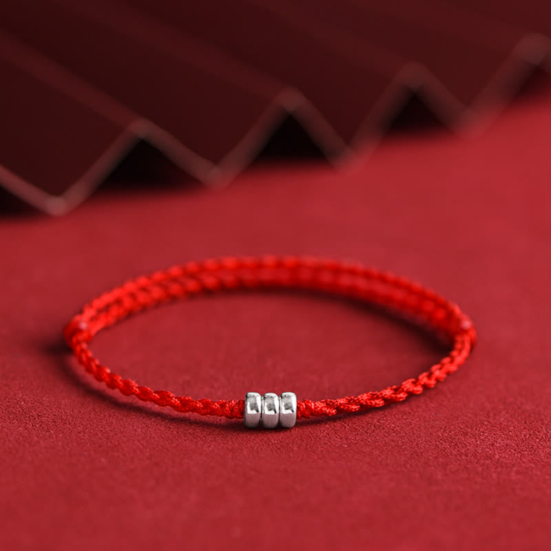 Pulsera trenzada con cuentas de Buda en plata de ley 925 para proteger la suerte