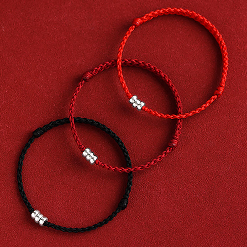 Pulsera trenzada con cuentas de Buda en plata de ley 925 para proteger la suerte