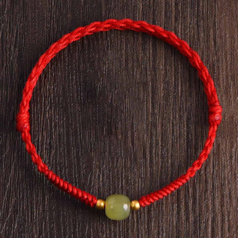 Buddha Stones Natürliche Hetian Jade 999 Goldperlen Schutz Glück Geflochtenes Armband Fußkettchen