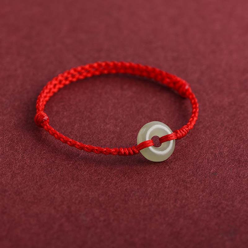Pulsera trenzada para el tobillo con piedras de Buda, jade hetiano natural, hebilla de paz, protección y suerte