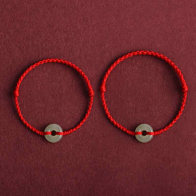 Pulsera trenzada para el tobillo con piedras de Buda, jade hetiano natural, hebilla de paz, protección y suerte