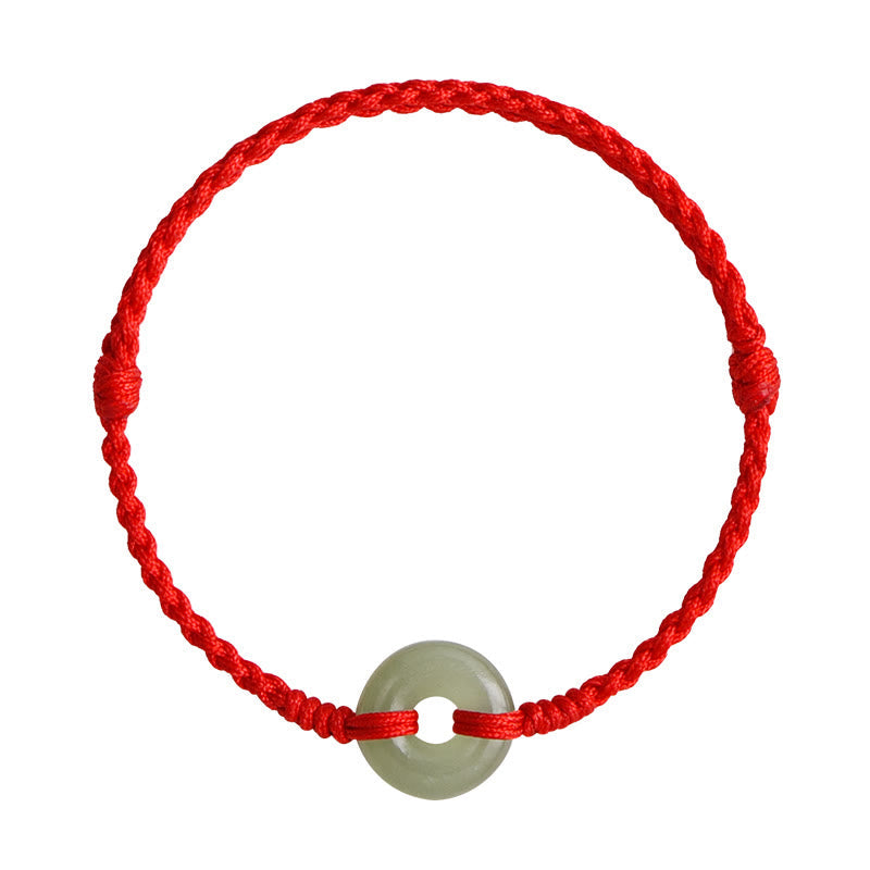 Pulsera trenzada para el tobillo con piedras de Buda, jade hetiano natural, hebilla de paz, protección y suerte