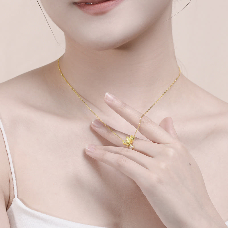 Collar con colgante de loto de plata de ley 925 con piedras de Buda que aleja los malos espíritus.