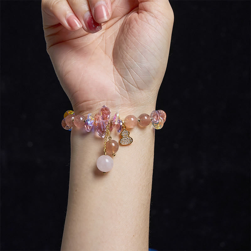 Buddha Stones Erdbeerquarz Kristall Kürbis Positives Armband