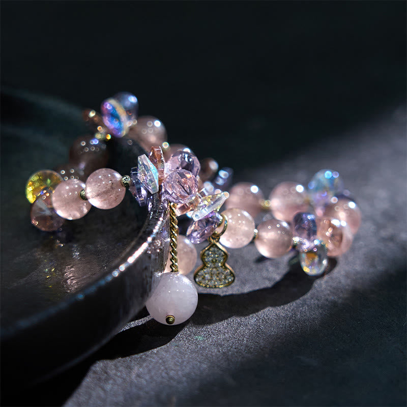 Buddha Stones Erdbeerquarz Kristall Kürbis Positives Armband