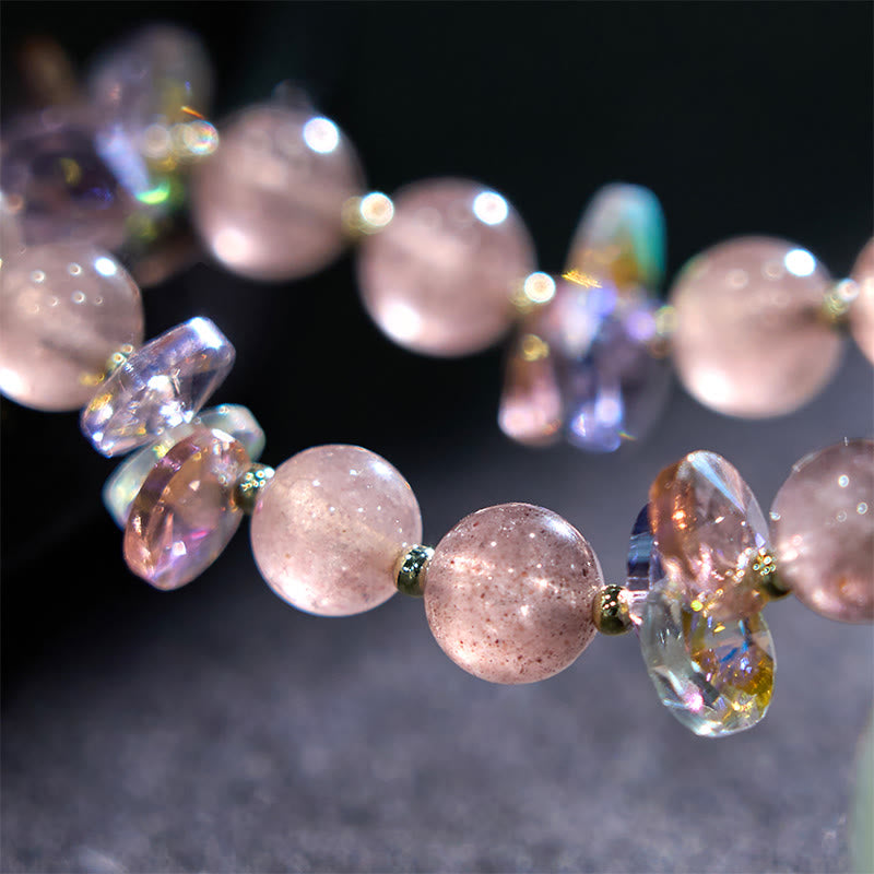 Pulsera positiva de calabaza de cristal de cuarzo fresa con piedras de Buda