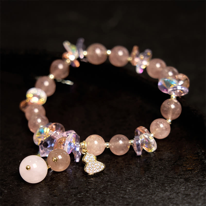 Buddha Stones Erdbeerquarz Kristall Kürbis Positives Armband