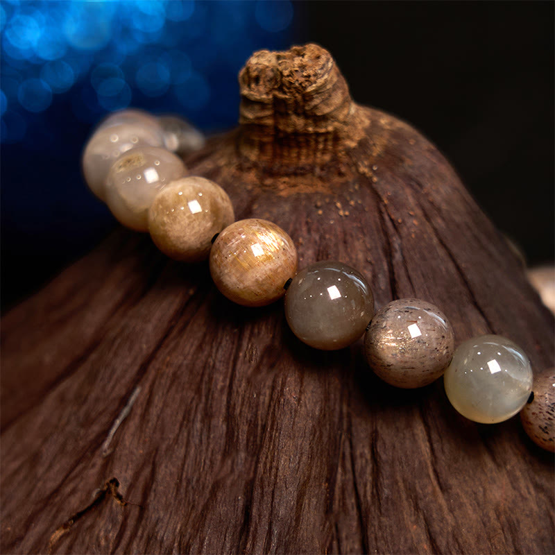 Buddha Stone Schwarzer Mondstein Beruhigendes Armband