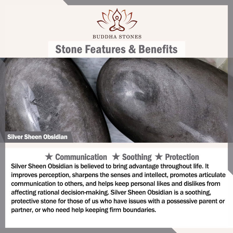 Buddha Stones Natürlicher Silberglanz Obsidian Tigerauge Sechs wahre Worte „Om Mani Padme Hum“ Kraftarmband