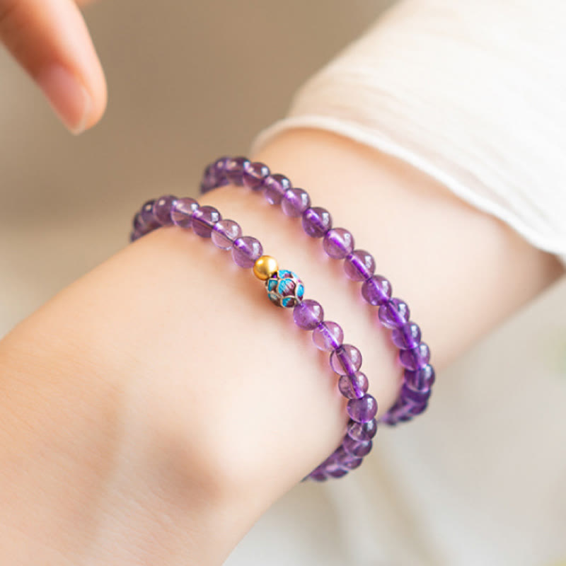 Pulsera de loto y amatista natural con piedras de Buda para la conciencia espiritual