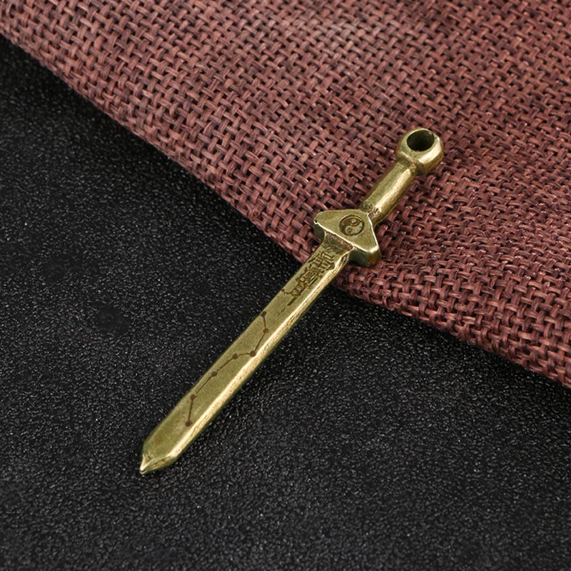 Buddha Stones Vintage Yin Yang Copper Brass Sword Balance Necklace Pendant